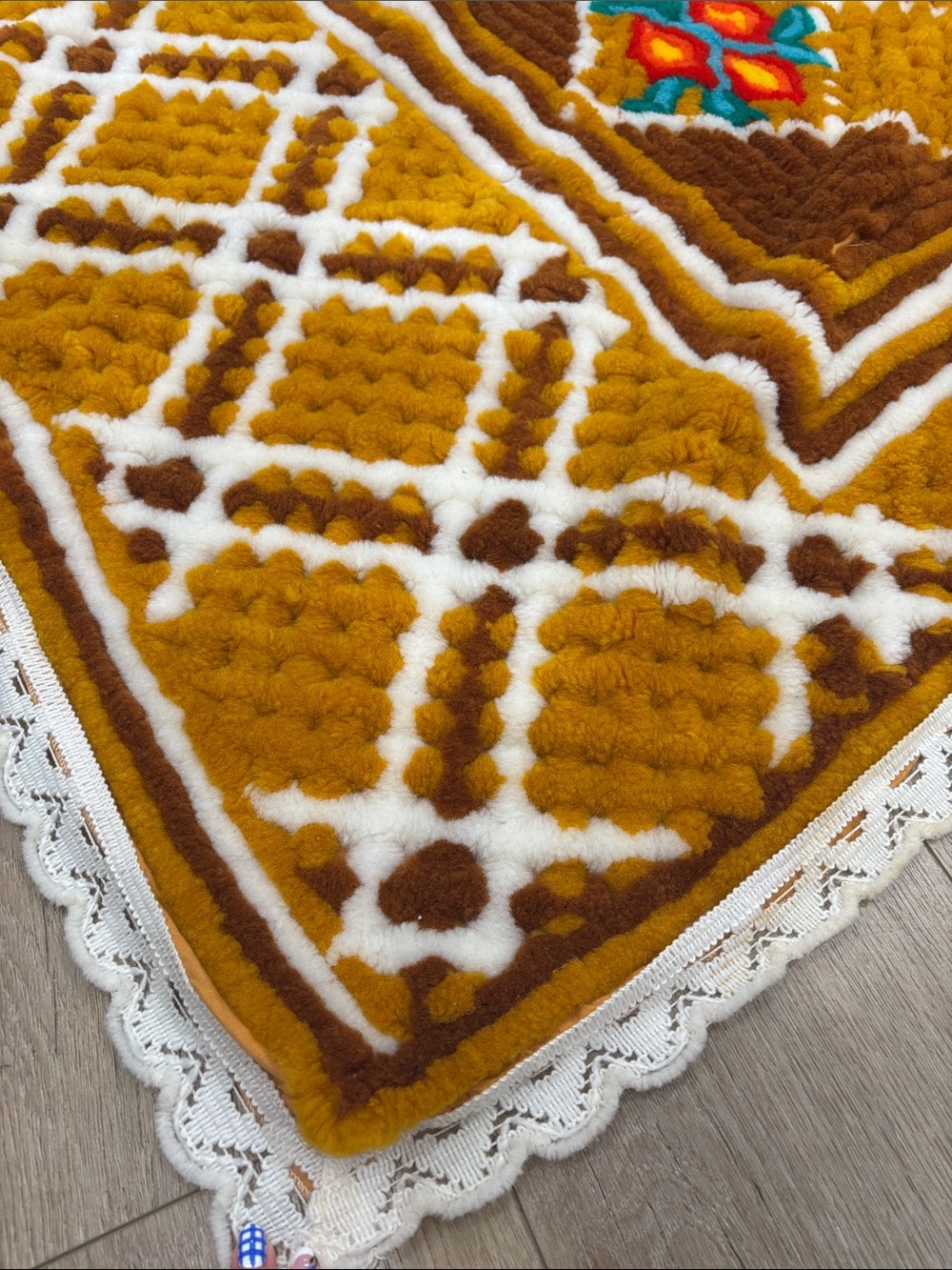 Mustard Yellow Floral Chenille Throw